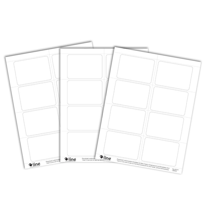 C-Line Pressure Sensitive Inkjet/Laser Printer Name Badges, Plain White 3.38 x 2.33 Inches, 200 Labels per Box (92377)